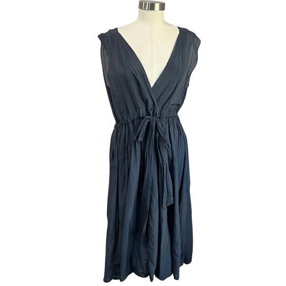 CP Shades Julia Dress Size L Cotton Silk Blue Midi Boho Lagenlook Flowy - Picture 2 of 10